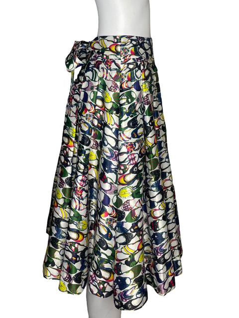 Falda Gracia Midi Dibujos Animados Blanco - Talla S