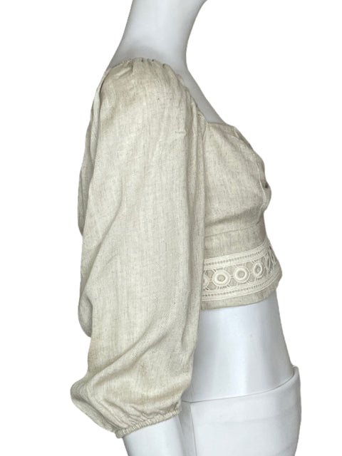 Top Studio F Bordado Beige-Talla XS