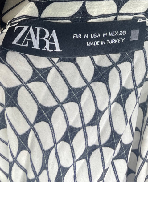 Falda Zara Midi Geométrica Blanco - Talla M
