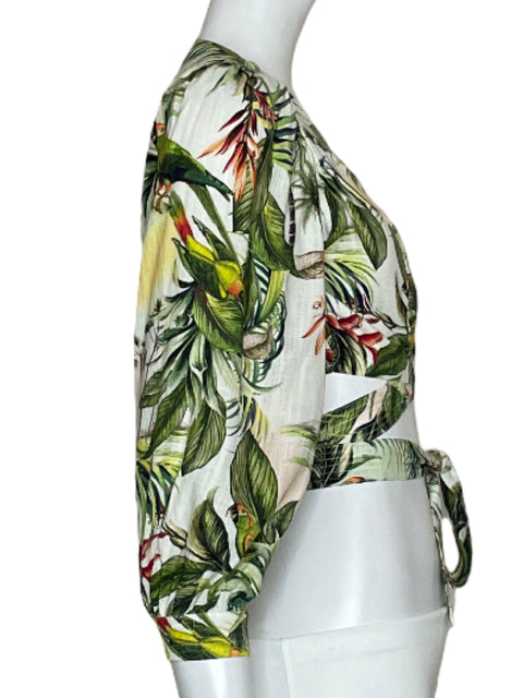 Top Studio F Cruzado Hojas Verde-Talla XXS