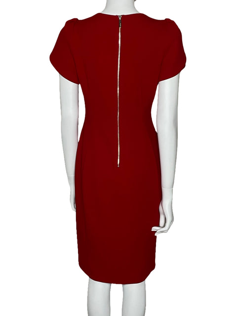 Vestido Calvin Klein Midi Manga Corta Rojo-Talla 6
