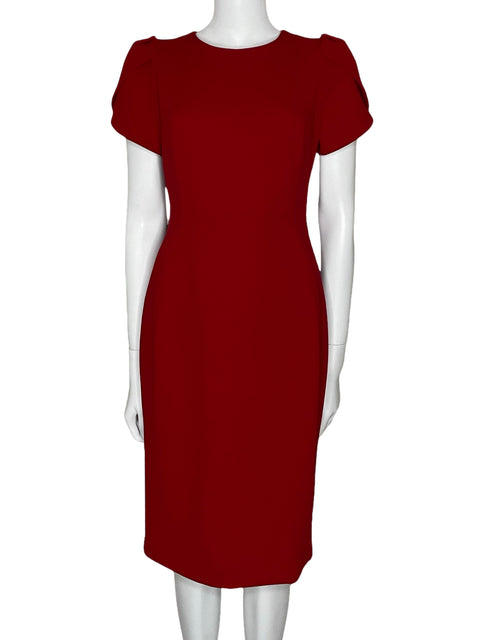 Vestido Calvin Klein Midi Manga Corta Rojo-Talla 6