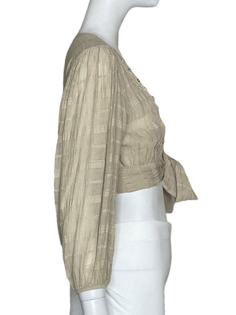 Top Studio F Bordado Cross Beige-Talla XS