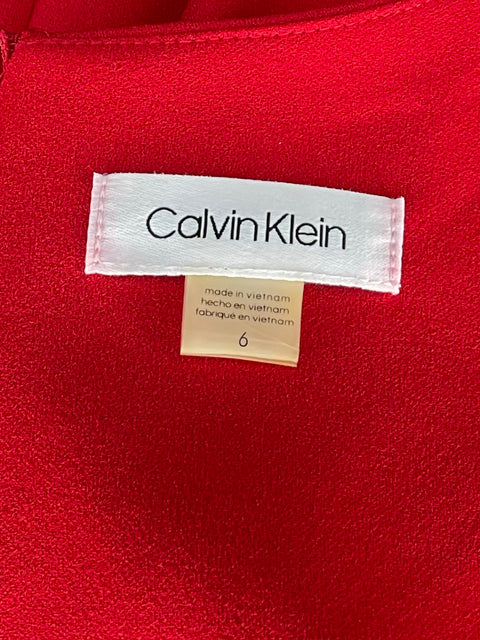 Vestido Calvin Klein Midi Manga Corta Rojo-Talla 6
