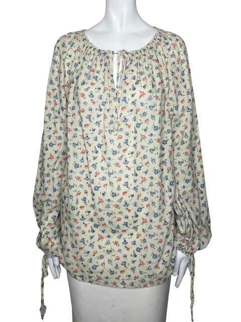 Blusa Polo Ralph Lauren Estampado Floral Beige-Talla M