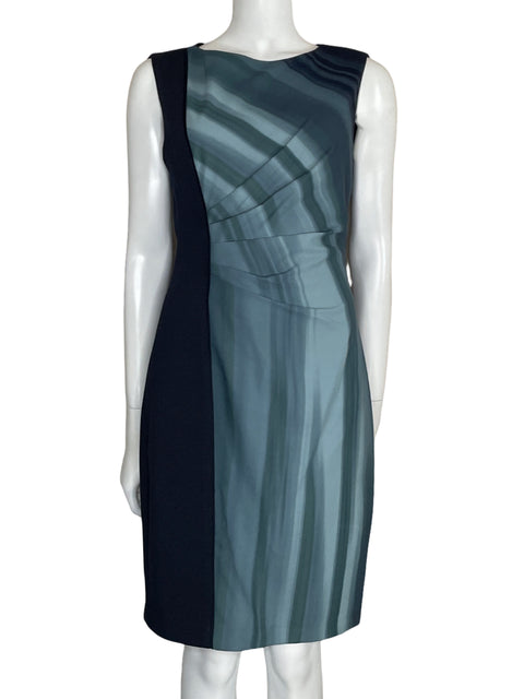 Vestido T Tahari Midi Drapeado Sin Mangas Azul-Talla M