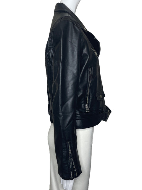 Chaqueta Zara Cremallera Cinturon Negro-Talla XL