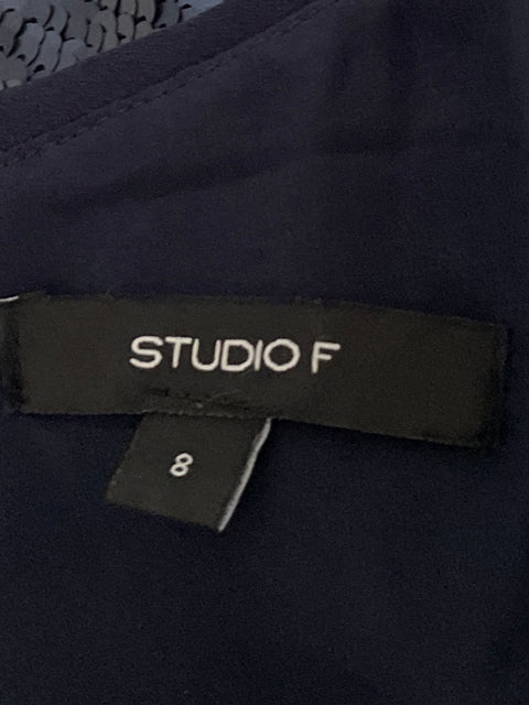 Vestido Studio F Lentejuelas Mini Azul-Talla 8