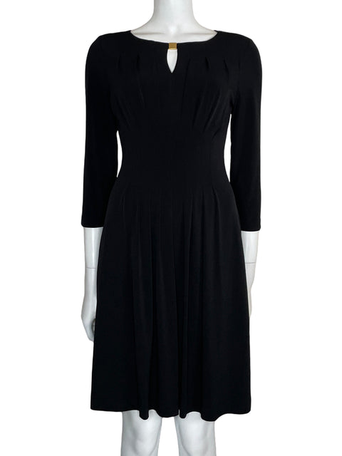 Vestido Tahari Pinzas Midi Negro-Talla 4