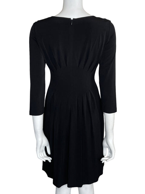 Vestido Tahari Pinzas Midi Negro-Talla 4