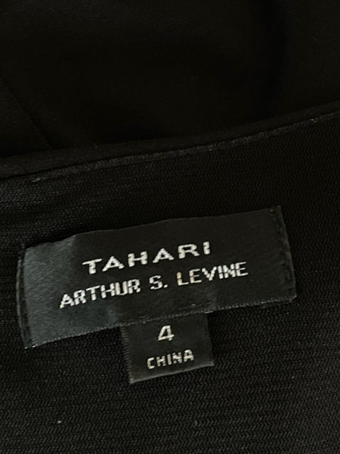 Vestido Tahari Pinzas Midi Negro-Talla 4