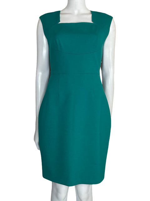 Vestido T Tahari Mini Escote Recto Verde-Talla M