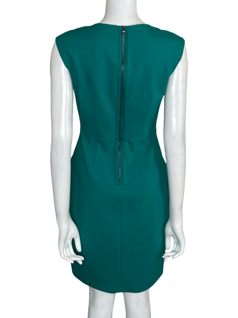 Vestido T Tahari Mini Escote Recto Verde-Talla M