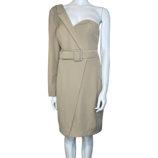 Vestido Victordzenk One Shoulder Beige-Talla-40