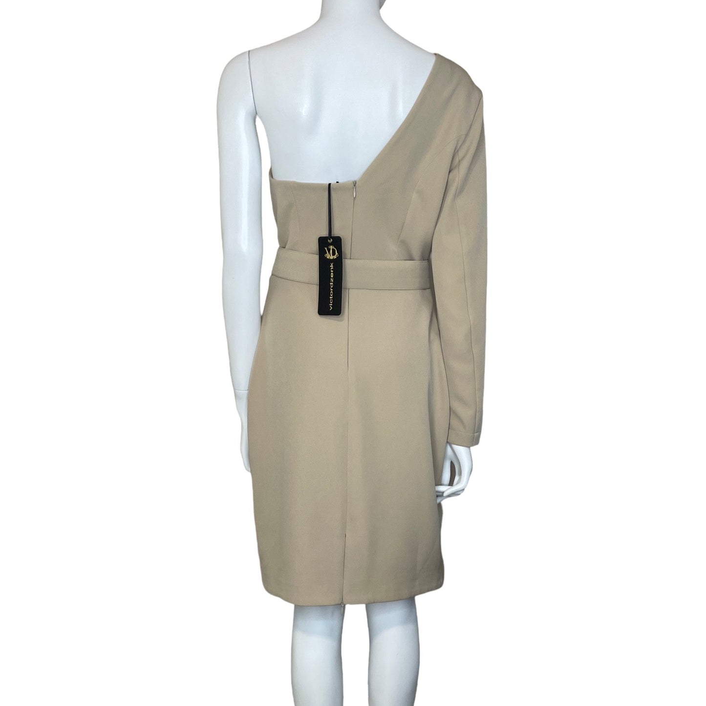 Vestido Victordzenk One Shoulder Beige-Talla-40