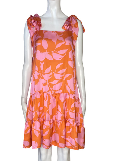 Vestido Michelle Forero Midi Hojas Naranja - Talla M