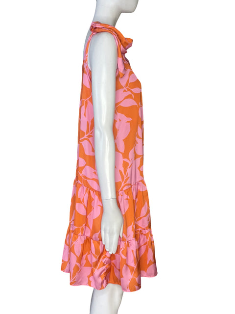Vestido Michelle Forero Midi Hojas Naranja - Talla M