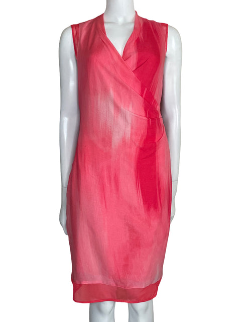 Vestido T Tahari Midi Drapeado Rosado-Talla M