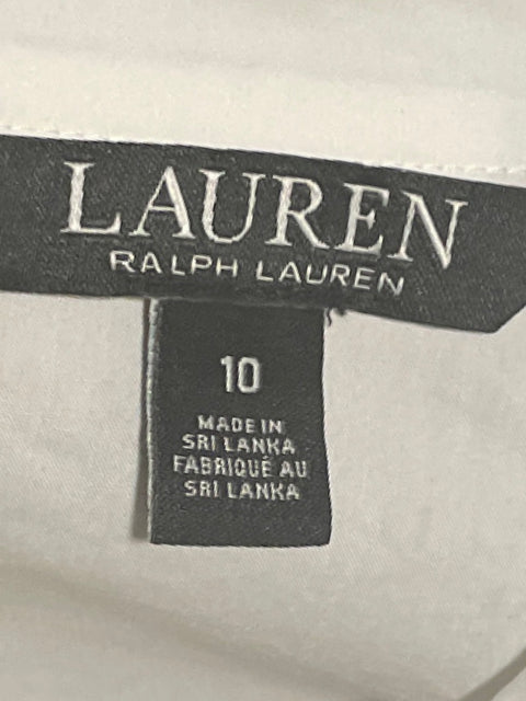 Blusa Ralph Lauren Drapeada Botones Blanco-Talla 10