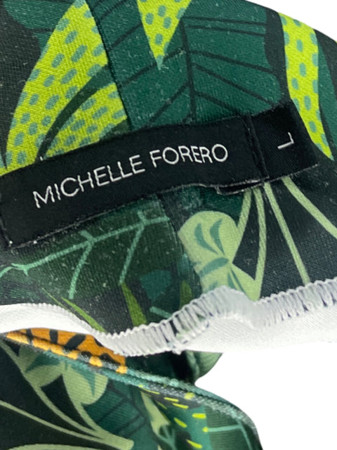 Vestido Michelle Forero Leopardo y Hojas Verde - Talla L