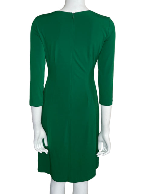 Vestido Tahari Drapeado Cadena Verde-Talla 6