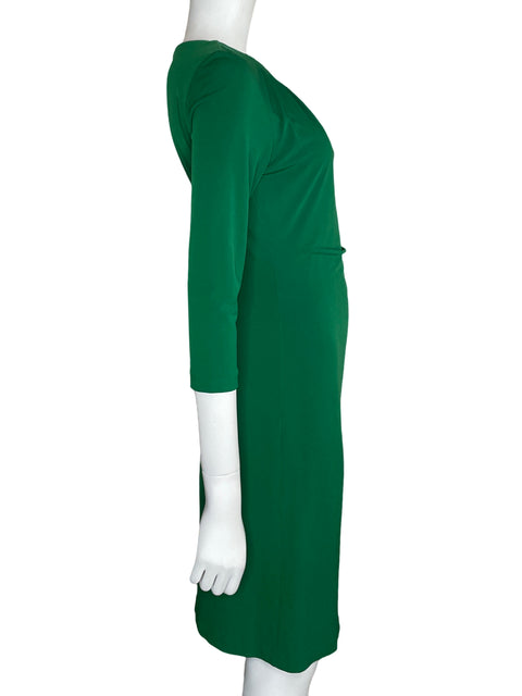 Vestido Tahari Drapeado Cadena Verde-Talla 6