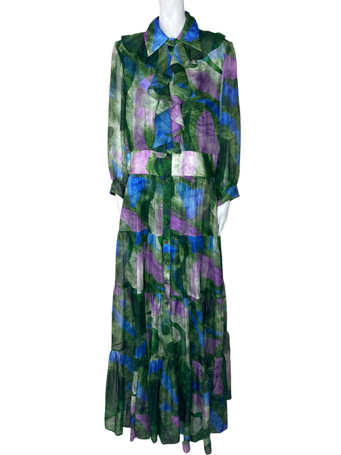 Vestido Polen Poe Estampado Vuelo Verde-Talla 48