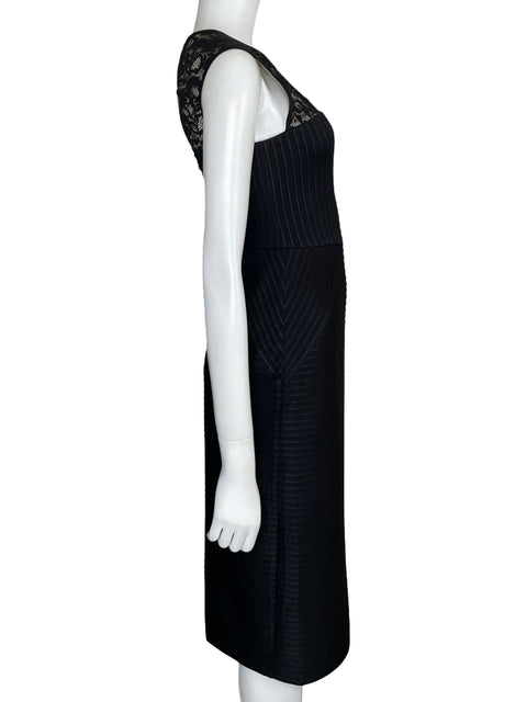 Vestido London Times Encaje Midi Negro-Talla 4