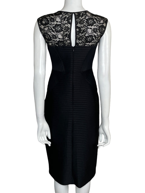 Vestido London Times Encaje Midi Negro-Talla 4