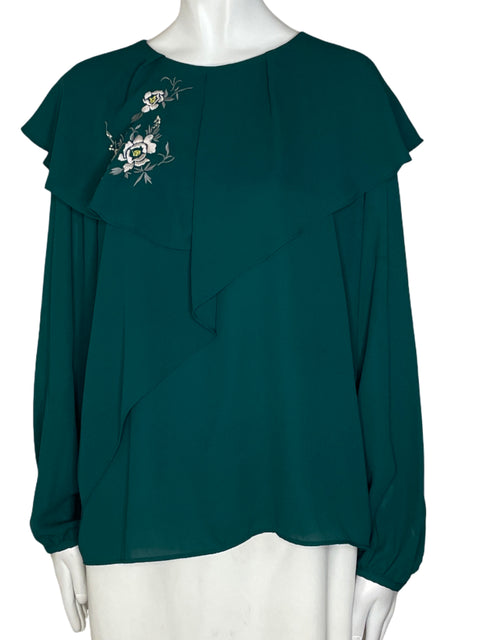 Blusa Zara Abullonado Verde-Talla XL