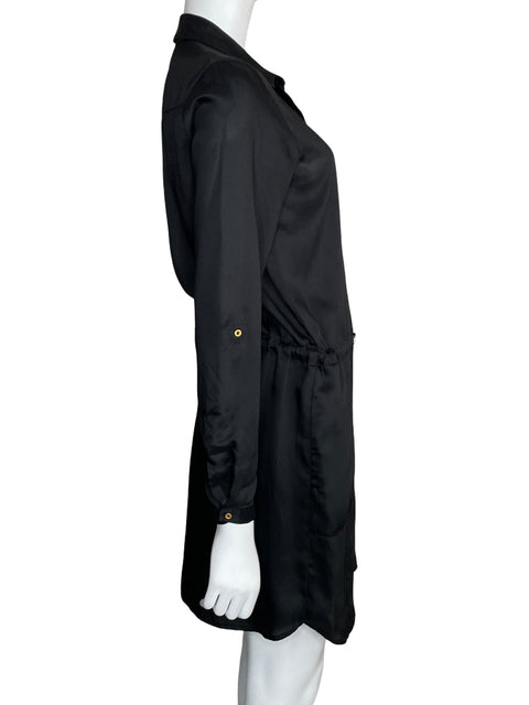 Vestido Esprit Camisero Satinado Negro-Talla S