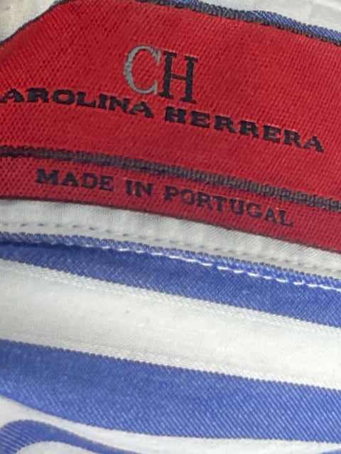 Camisa Carolina Herrerra Manga Larga Con Botones Azul - Talla 14