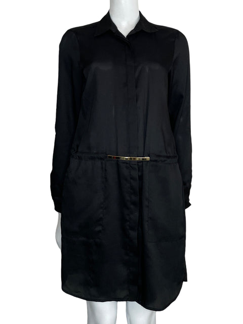 Vestido Esprit Camisero Satinado Negro-Talla S