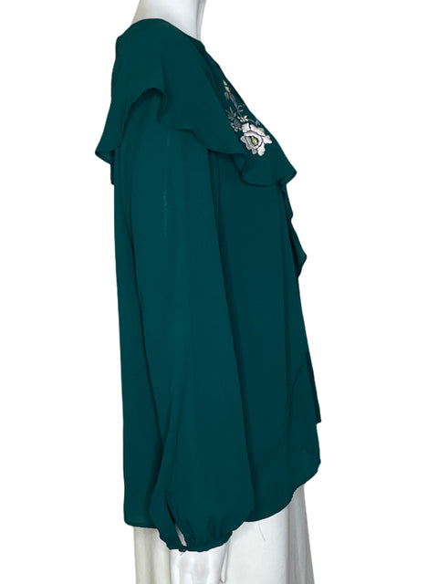 Blusa Zara Abullonado Verde-Talla XL