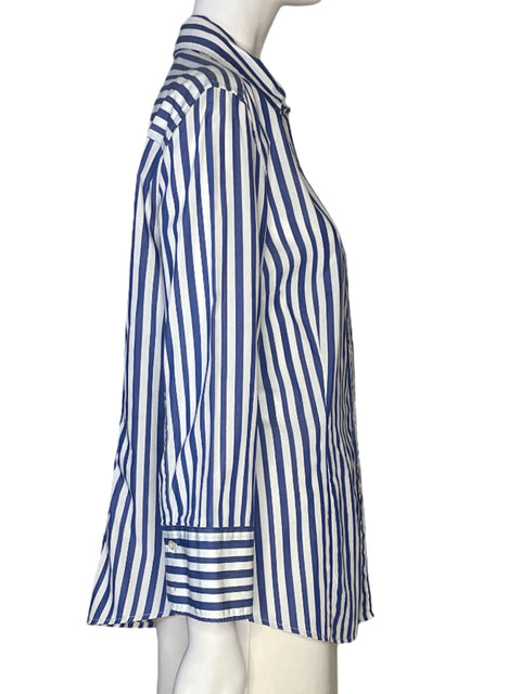 Camisa Carolina Herrerra Manga Larga Con Botones Azul - Talla 14