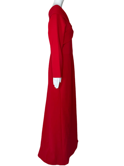 Vestido Carla Ruiz Cuello V Mangas Rojo-Talla 50
