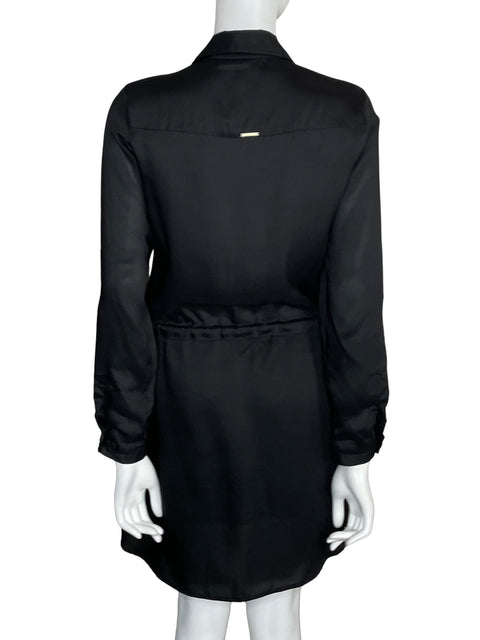 Vestido Esprit Camisero Satinado Negro-Talla S