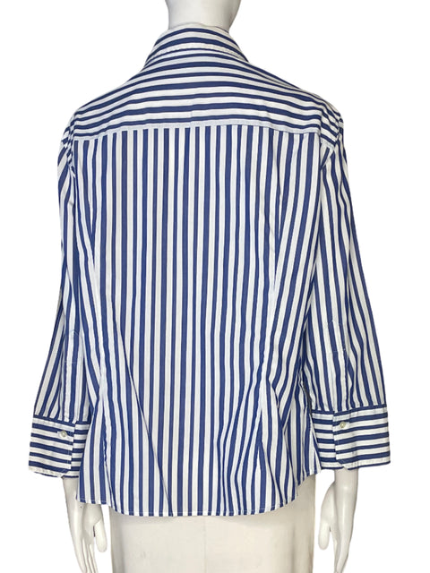 Camisa Carolina Herrerra Manga Larga Con Botones Azul - Talla 14