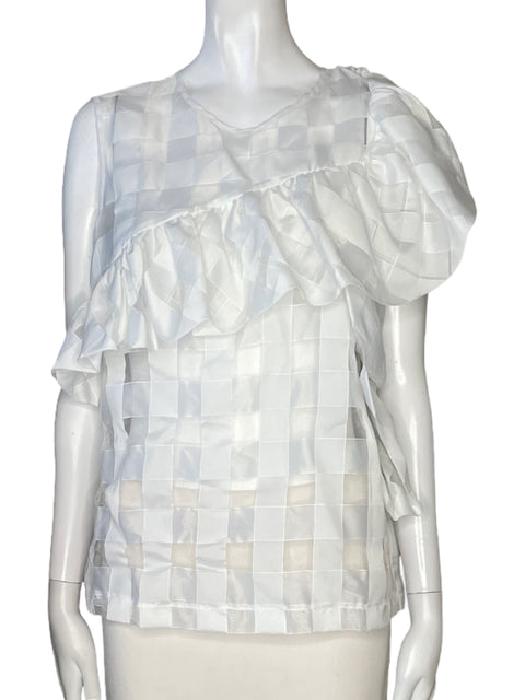 Blusa CQByCQ Drapeado Vuelos Blanco - Talla L