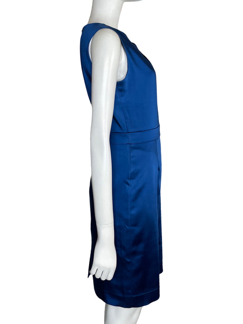 Vestido Tahari Midi Pinzas Azul-Talla 4