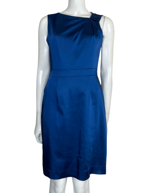 Vestido Tahari Midi Pinzas Azul-Talla 4