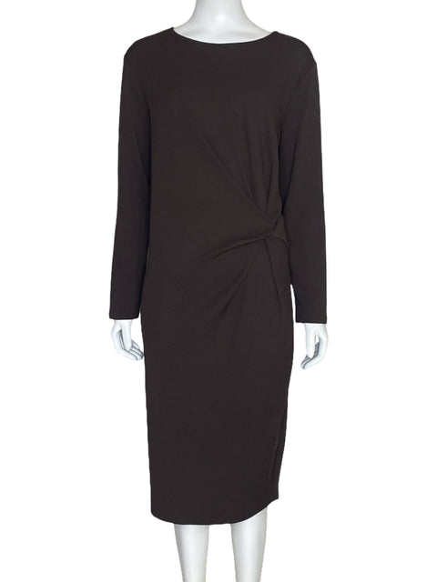 Vestido Zara Drapeado Marron -Talla S