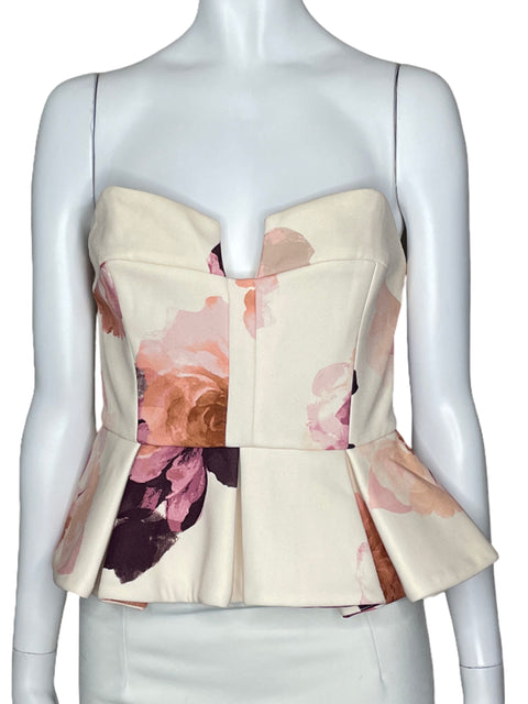 Top Keepsake Strapless Floral Beige-Talla M