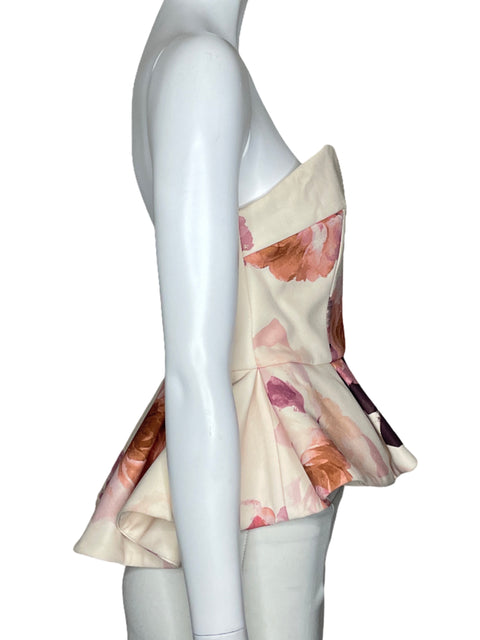 Top Keepsake Strapless Floral Beige-Talla M