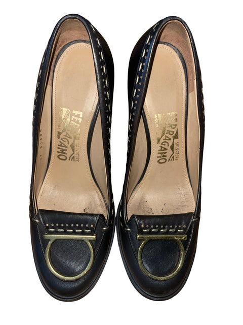 * Calzado Ferragamo Ganchini Negro-Talla 7