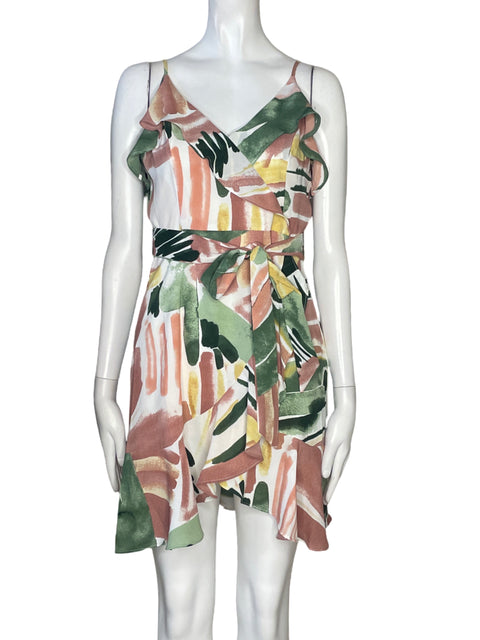 Vestido Style State Cruzado Volantes Beige - Talla 8