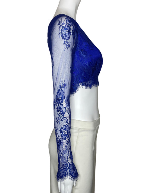 Top Tesoro TPS Encaje Pedreria Azul-Talla M