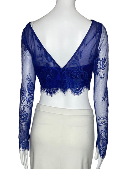 Top Tesoro TPS Encaje Pedreria Azul-Talla M