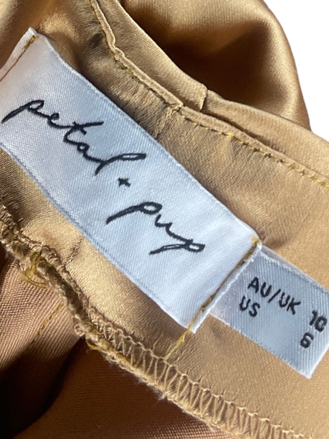 Vestido Petal + Pup Lencero Midi Marrón - Talla 6