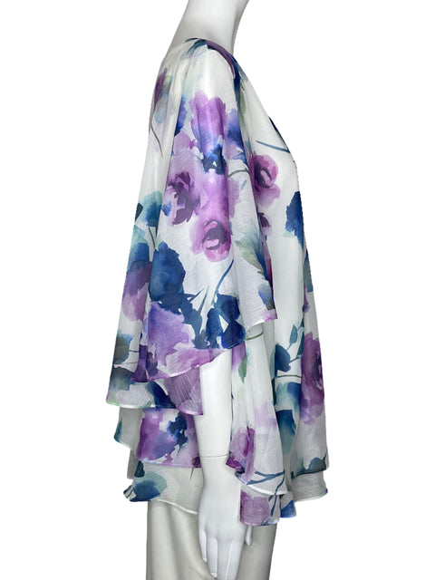 Blusa Alex Evenings Rosas Vuelo Blanco-Talla 2X